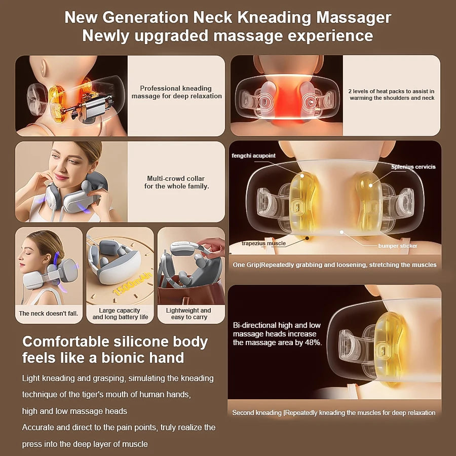2025 Upgraded Wireless Neck and Shoulder Massager, Can Be Used for Waist, Arms and Legs