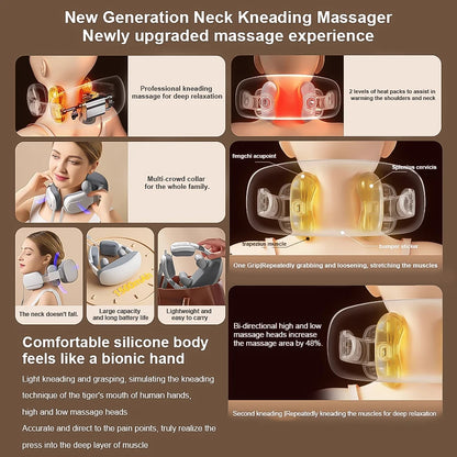 2025 Upgraded Wireless Neck and Shoulder Massager, Can Be Used for Waist, Arms and Legs