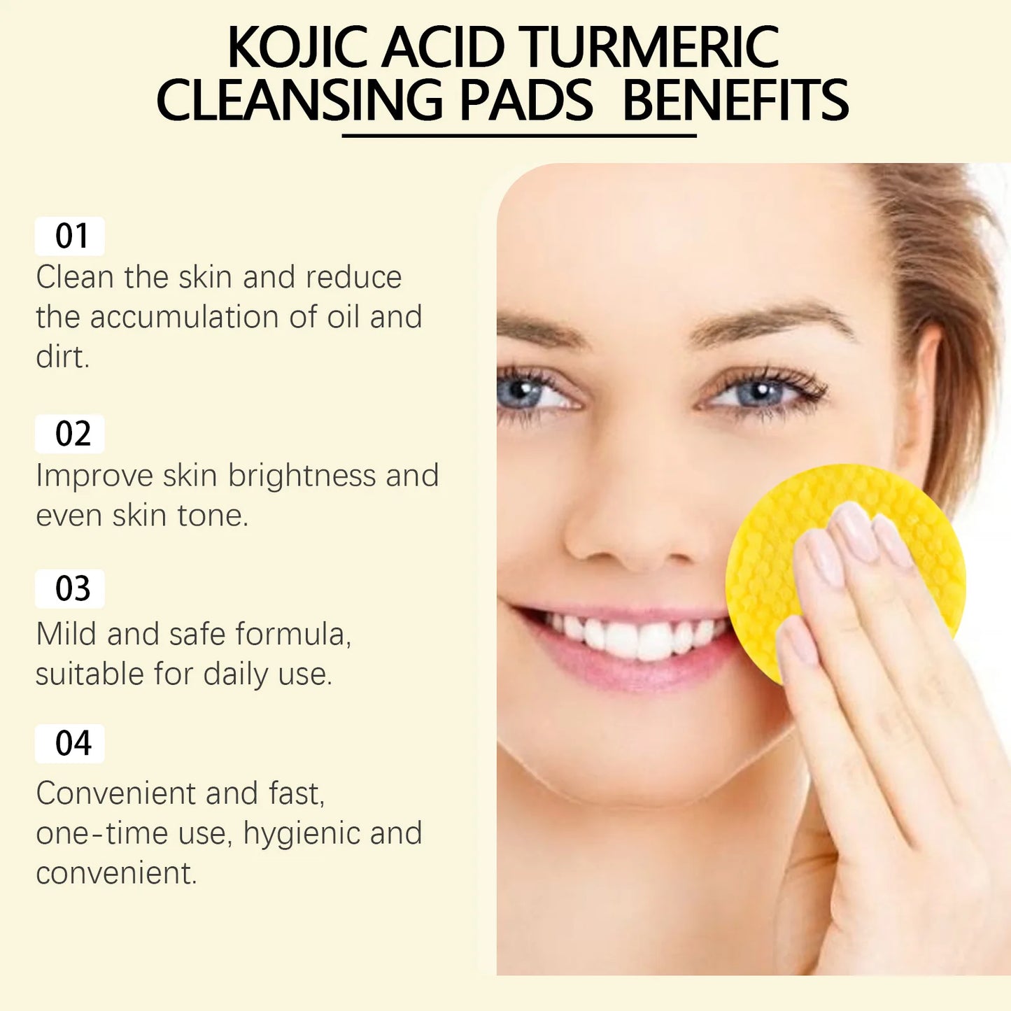 60pcs Kojic Acid Turmeric Exfoliating Pads
