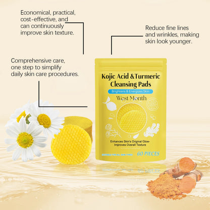 60pcs Kojic Acid Turmeric Exfoliating Pads