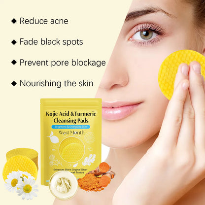 60pcs Kojic Acid Turmeric Exfoliating Pads