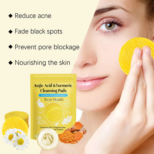 60pcs Kojic Acid Turmeric Exfoliating Pads