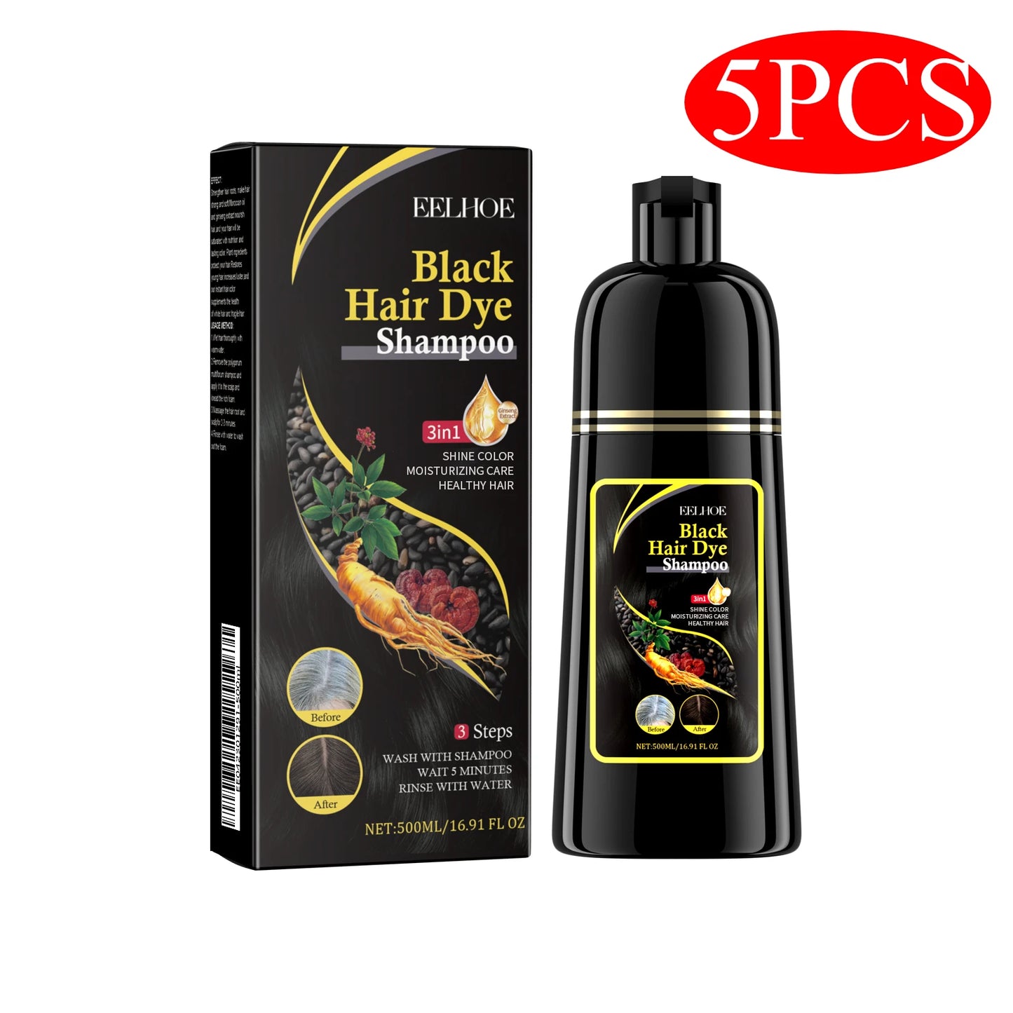 3-in-1 Hair Shampoo Natural Herbal Hair Dye
