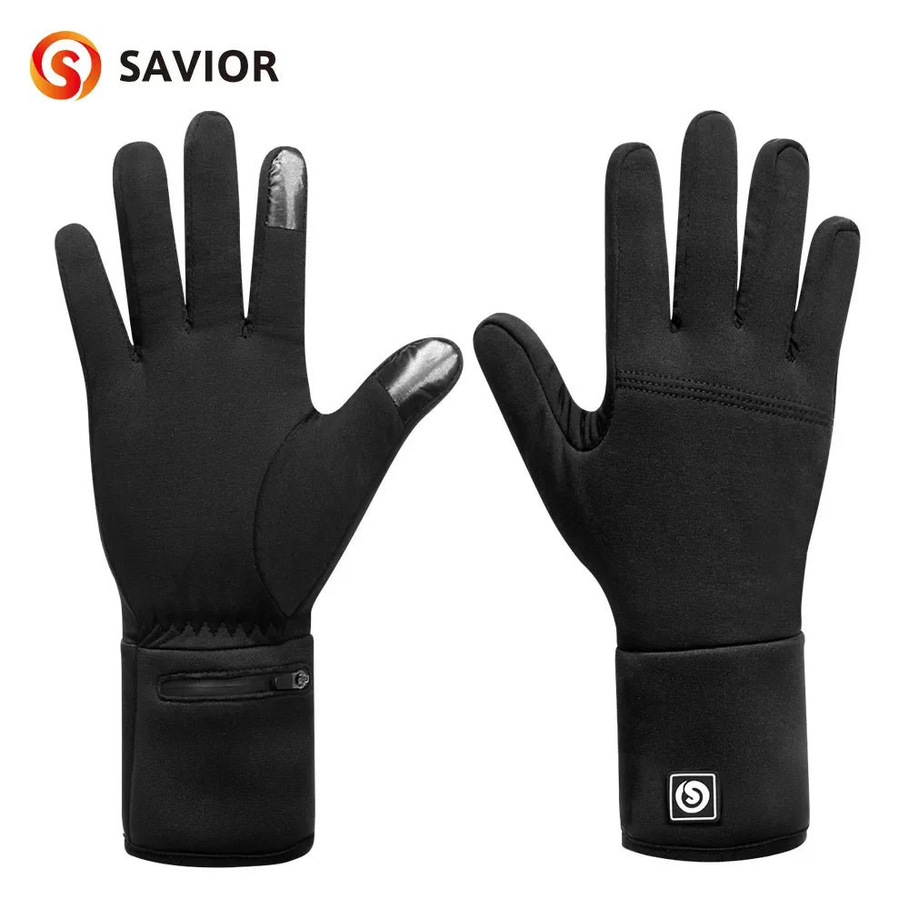 Heated Gloves - Goatskin Leather Rechargeable Battery Ski Gloves
