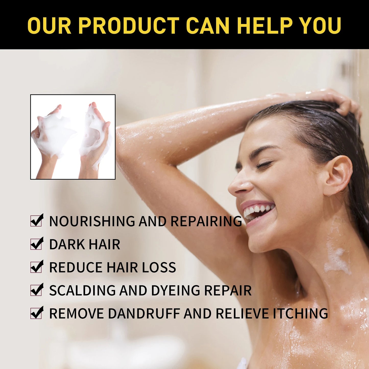 3-in-1 Hair Shampoo Natural Herbal Hair Dye