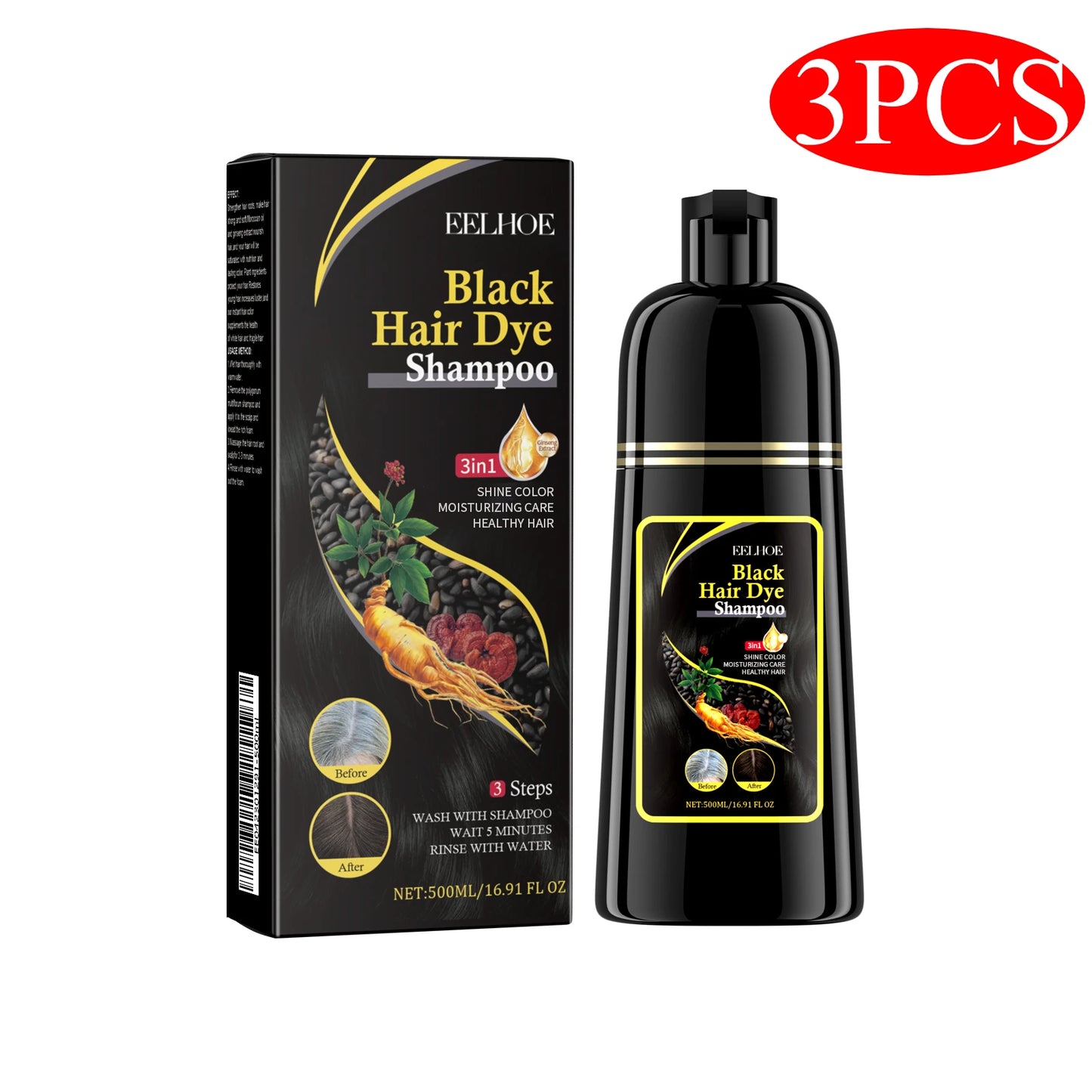 3-in-1 Hair Shampoo Natural Herbal Hair Dye