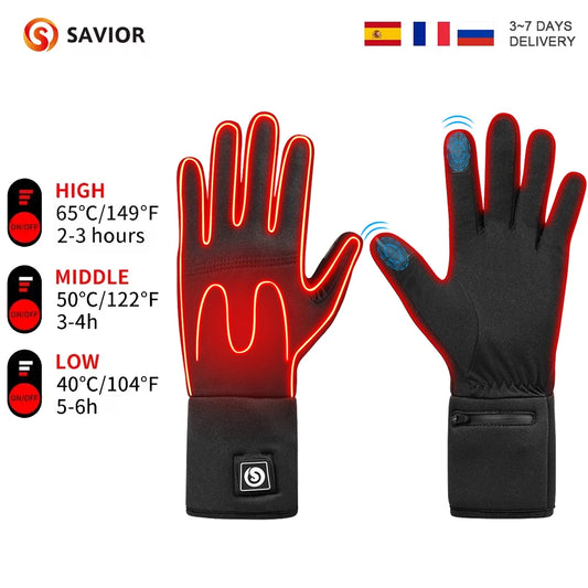 Heated Gloves - Goatskin Leather Rechargeable Battery Ski Gloves